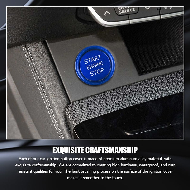 Lyxheth Car Push Start Button Cover, Engine Start Cover, Cool Aluminum Engines Starts Buttons Covers with Metal Ring for Cars Decorations, Car Engine Start Button Decal Accessory for Audi A4 (Blue) - Image 5